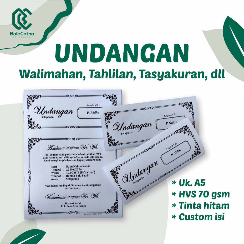 Jual Undangan Hvs Undangan Tahlilan Walimahan Genduren Tasyakuran