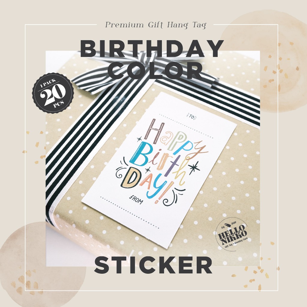 Jual Birthday Color Sticker Hang Tag Kartu Ucapan Kado Sticker