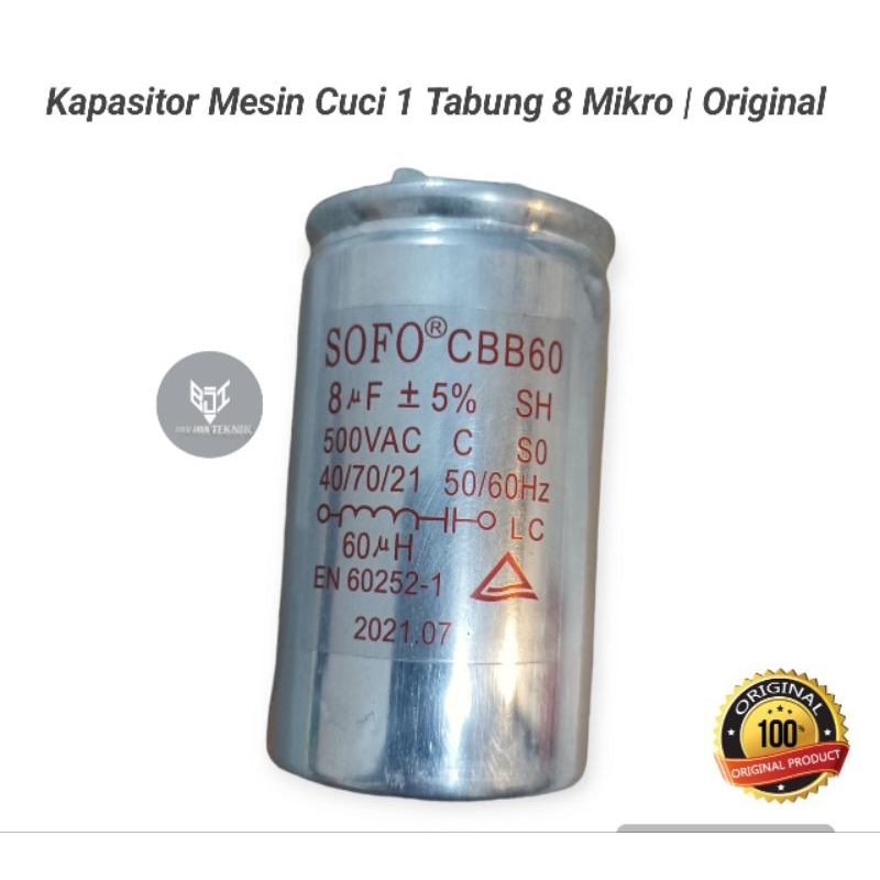 Jual CAPASITOR Kapasitor Mesin Cuci 1 Tabung 8 Uf Mikro Original