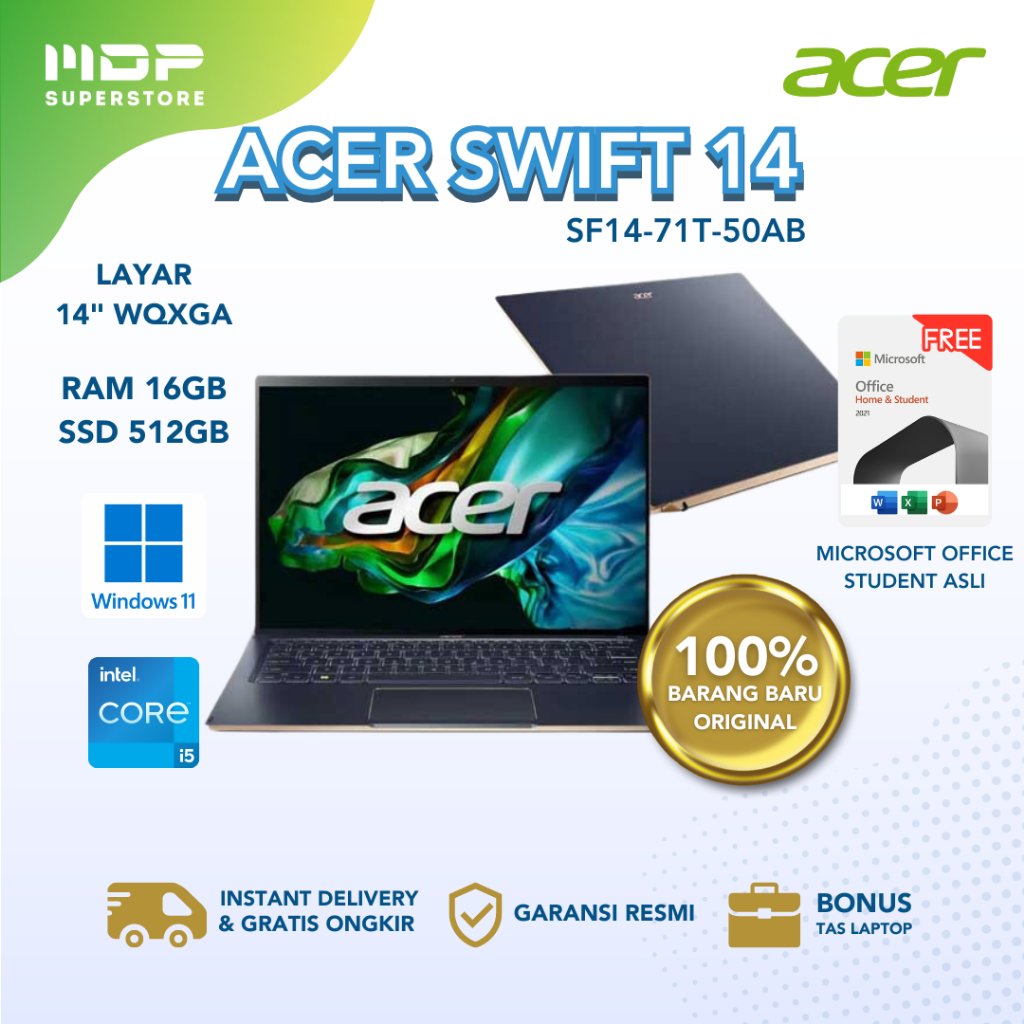 Jual LAPTOP ACER SWIFT 14 SF14 71T 50AB CORE I5 13500H 14 QHD TOUCH