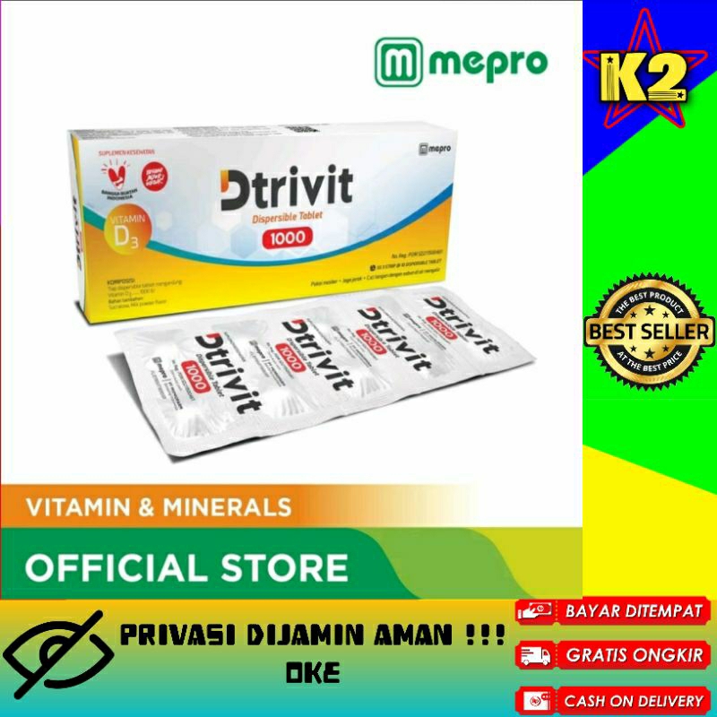 Jual Dtrivit Vitamin D3 1000 IU Isi 1 Box 30 Tablet Meningkatkan