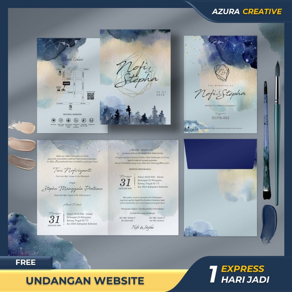 Jual AZURA Cetak Undangan Pernikahan Khitanan Amplop Tebal Softcover