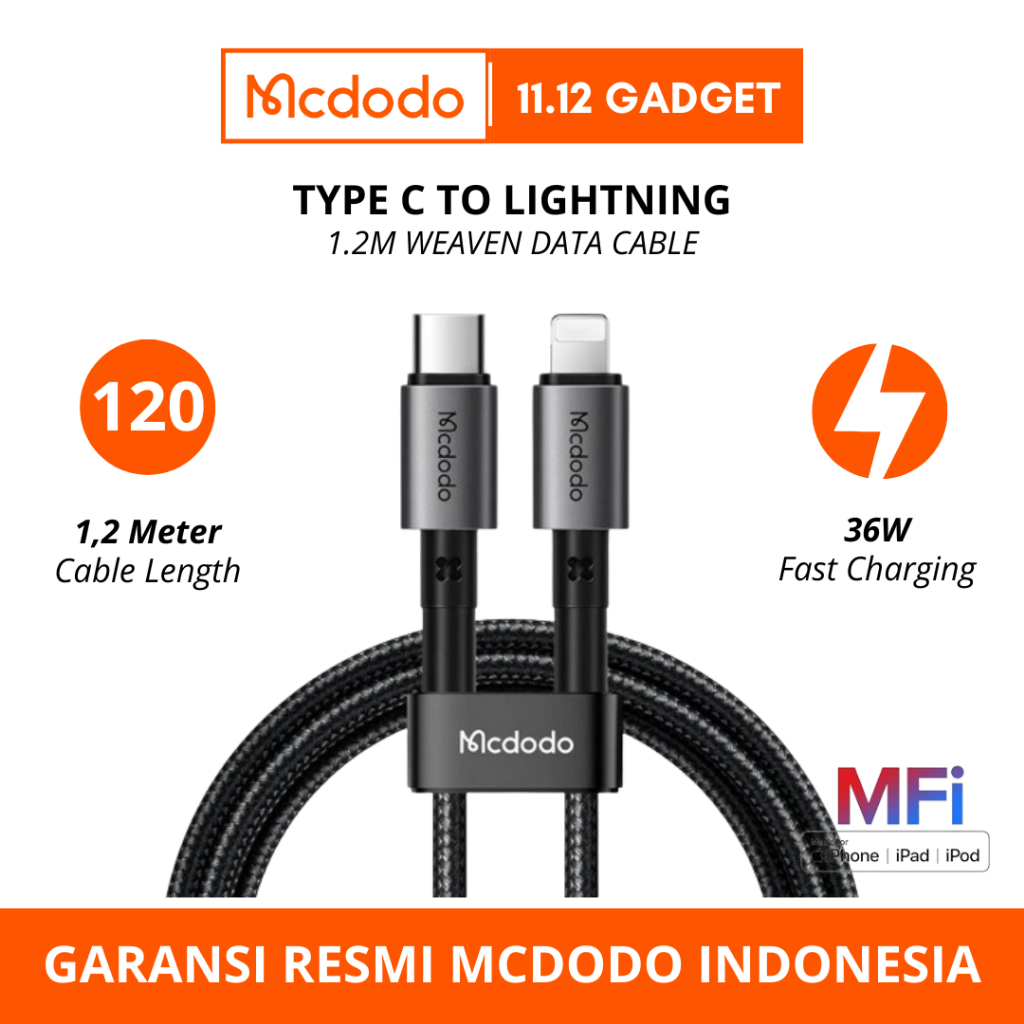 Jual MCDODO Kabel Data For IP C To Lightning Fast Charging 36w Nylon