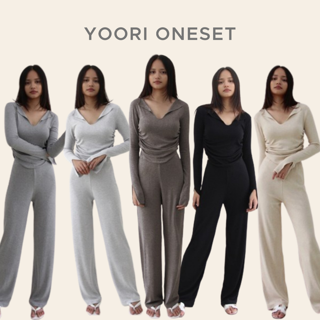 Jual Setelan Wanita Oneset Knit Premium Shirt Pants Yoori Baju Set