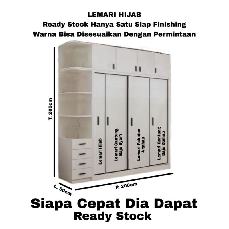 Jual Ready Stock Lemari Pakaian Dan Hijab Dua Pintu Sliding Cat Duko