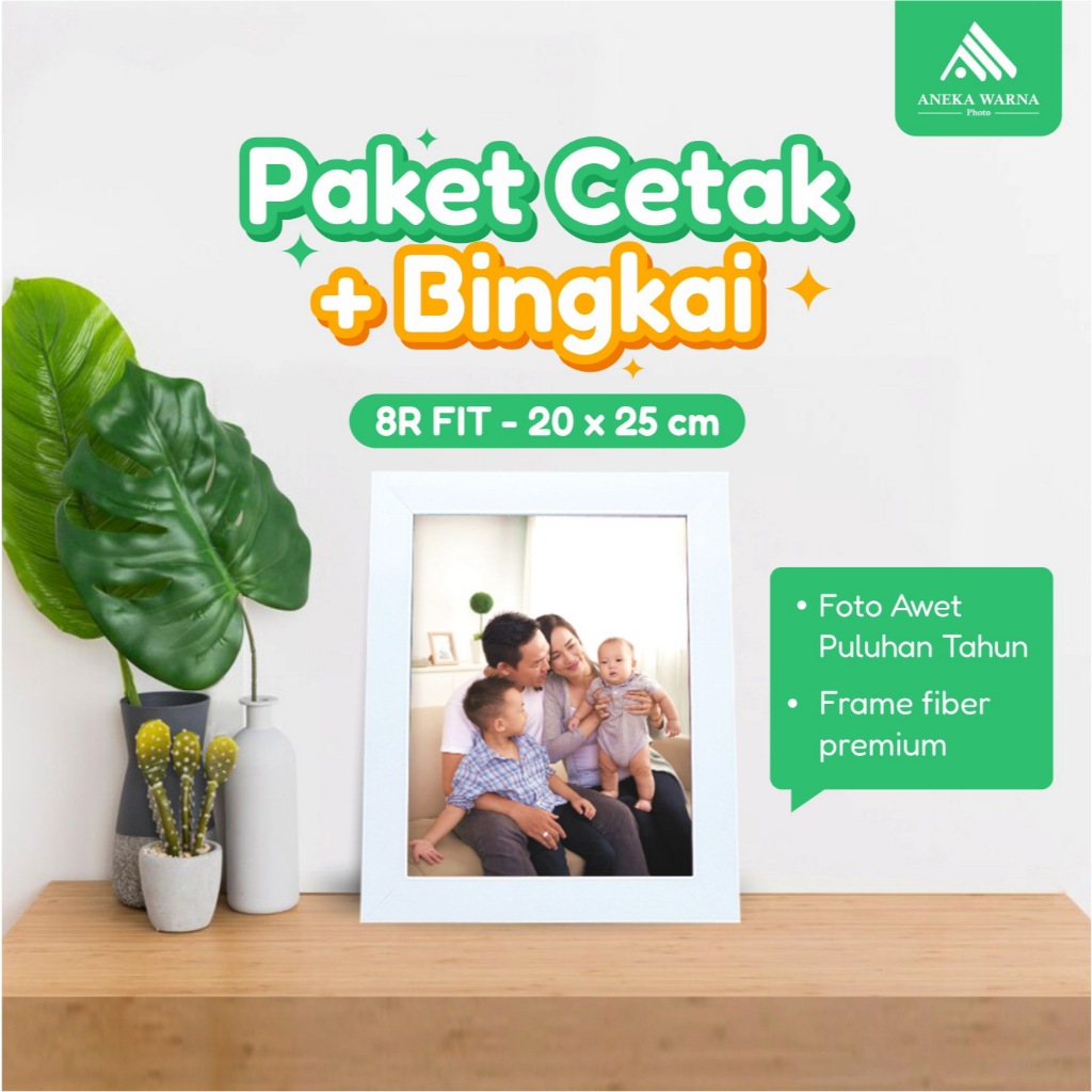 Jual Paket Cetak Foto Bingkai 8R 20x25 Cm Aneka Warna Photo