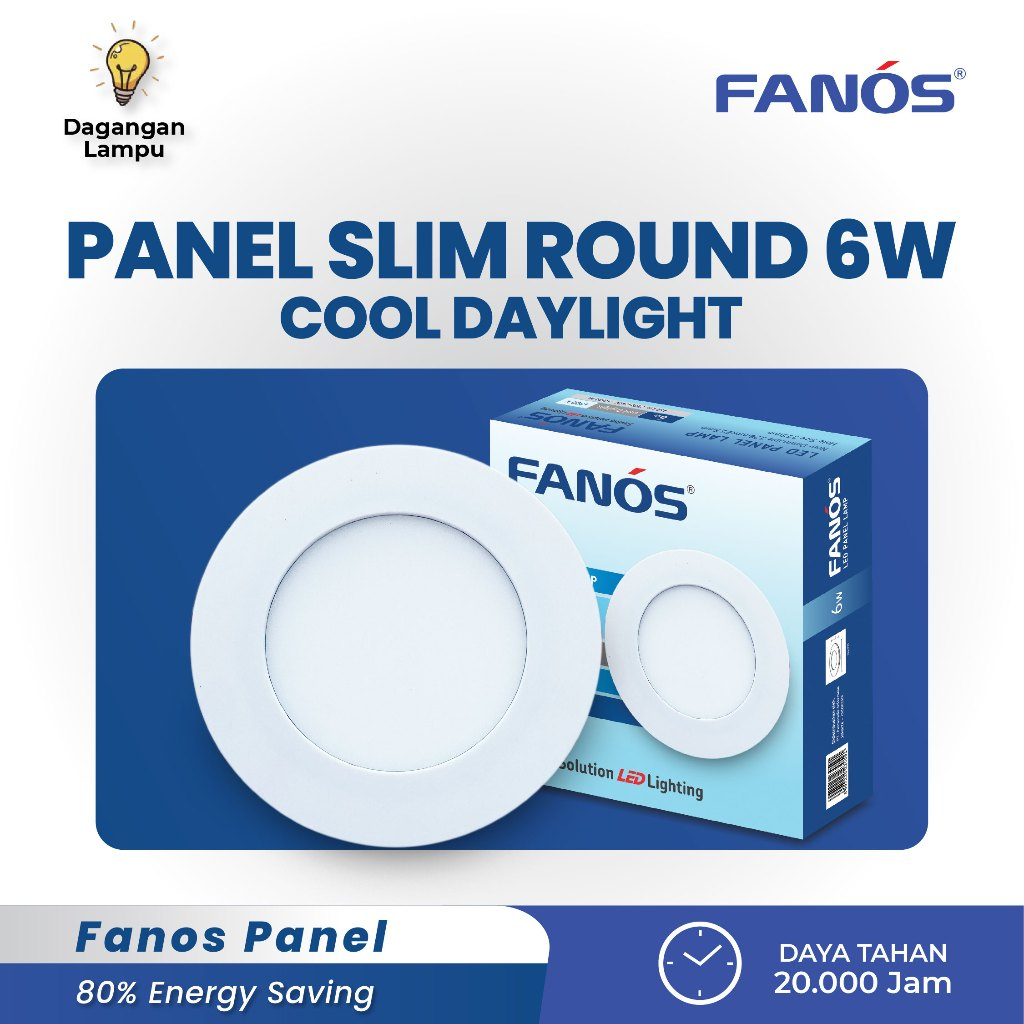 Jual Lampu LED Downlight Plafon Fanos LED Panel Slim Round Watt 6w