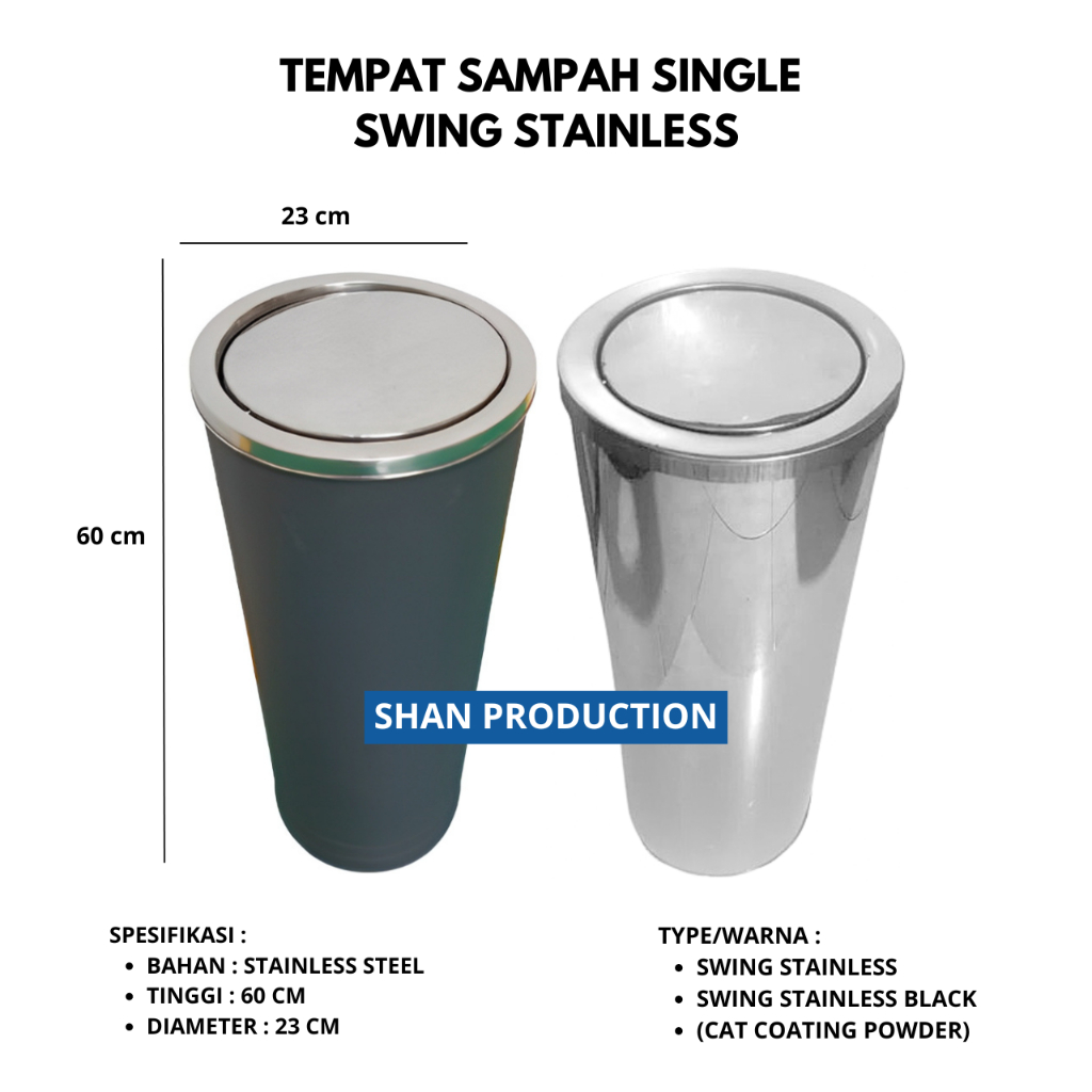 Jual Arcadia Tong Sampah Tabung Stainless Steel Tutup Goyang Tong