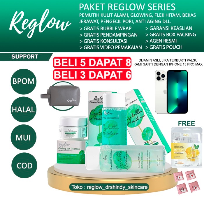 Jual Reglow Series Free Pouch Glowing Skin Treatment Skincare Perawatan