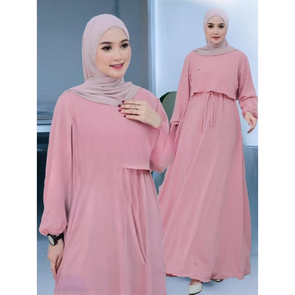 Jual Nafisa Maxy Set In Inner Outer Crinkle Airflow Gamis Wanita