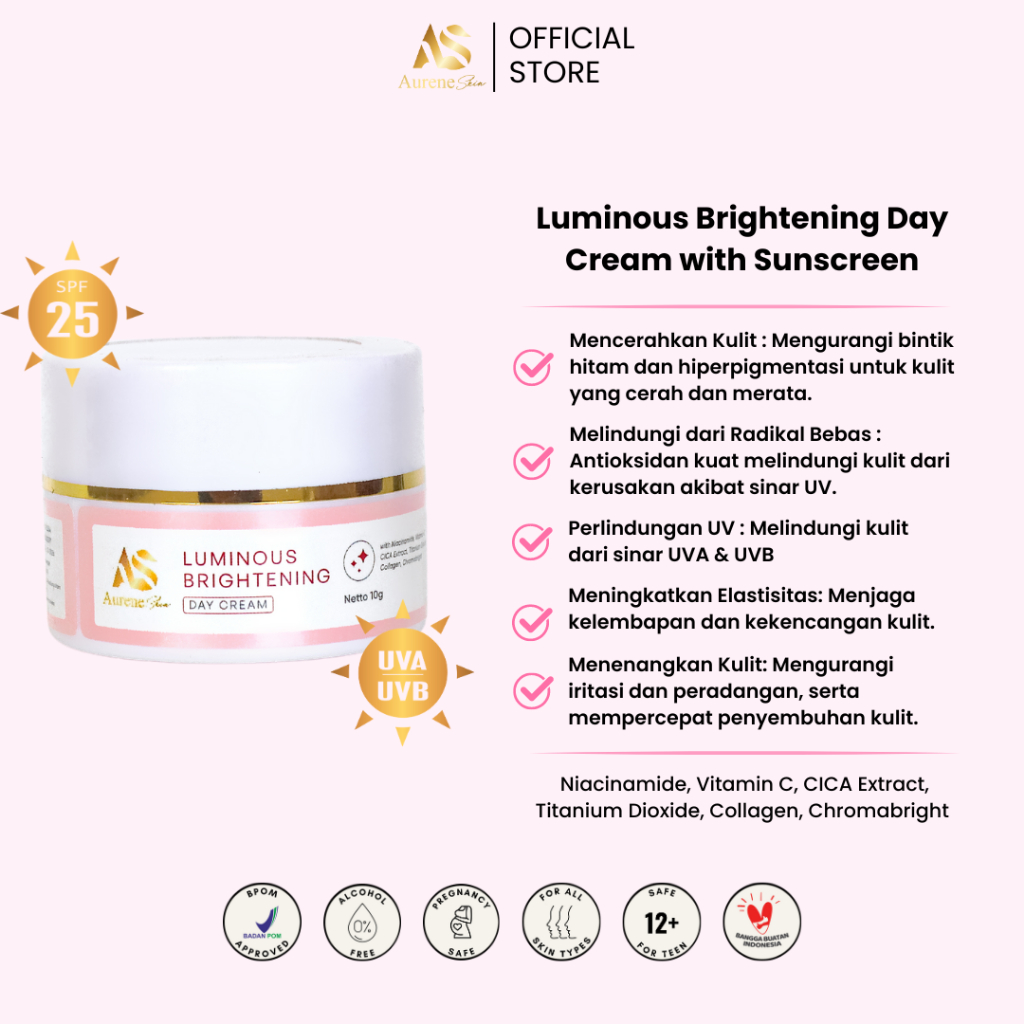 Jual Pre Order Aurene Skin Luminous Brightening Day Cream With