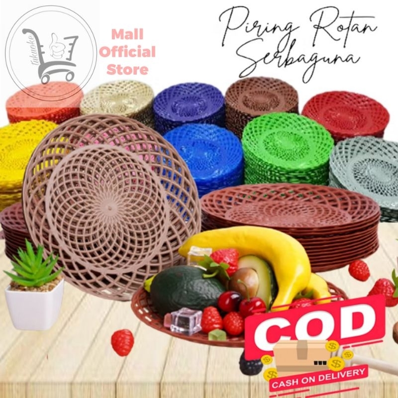 Jual Piring Rotan Lusinan Pcs Plastik Tempat Makan Plastik Anyam