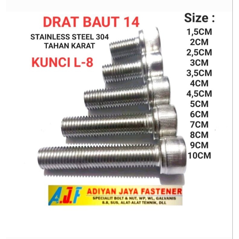 Jual Baut L Hex Socket Screw X Cm S D X Cm P Halus Ss