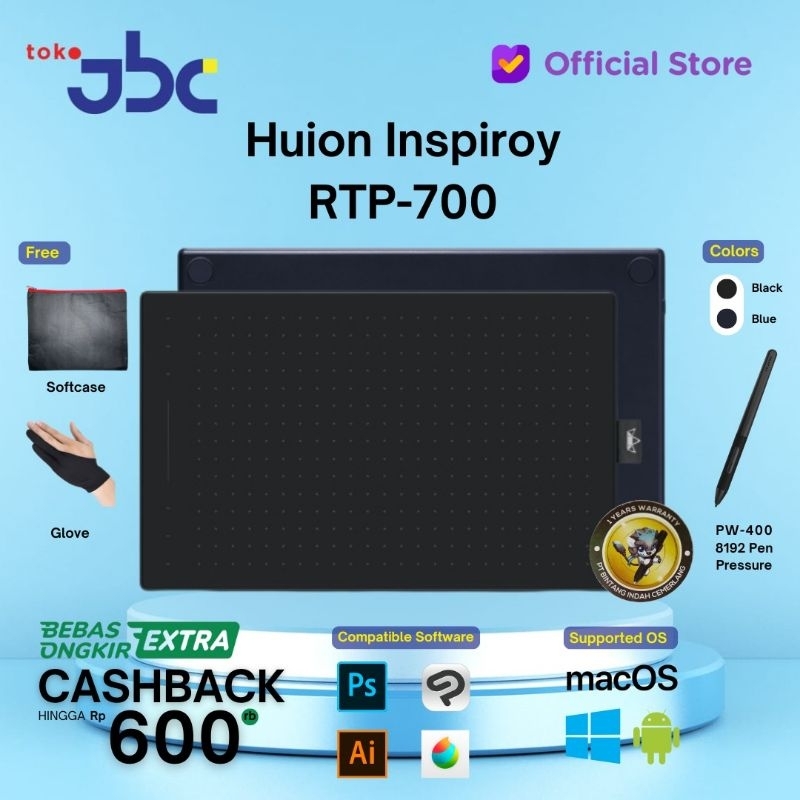 Jual Huion Inspiroy Pen Tablet RTP700 Large Size Garansi Resmi 1 Tahun