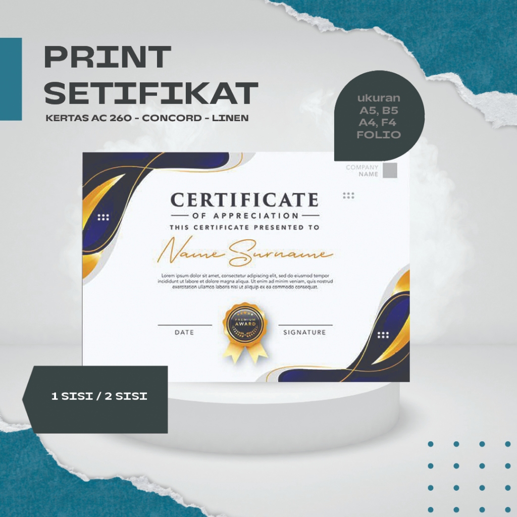 Jual Print Cetak Sertifikat Piagam Cepat Shopee Indonesia