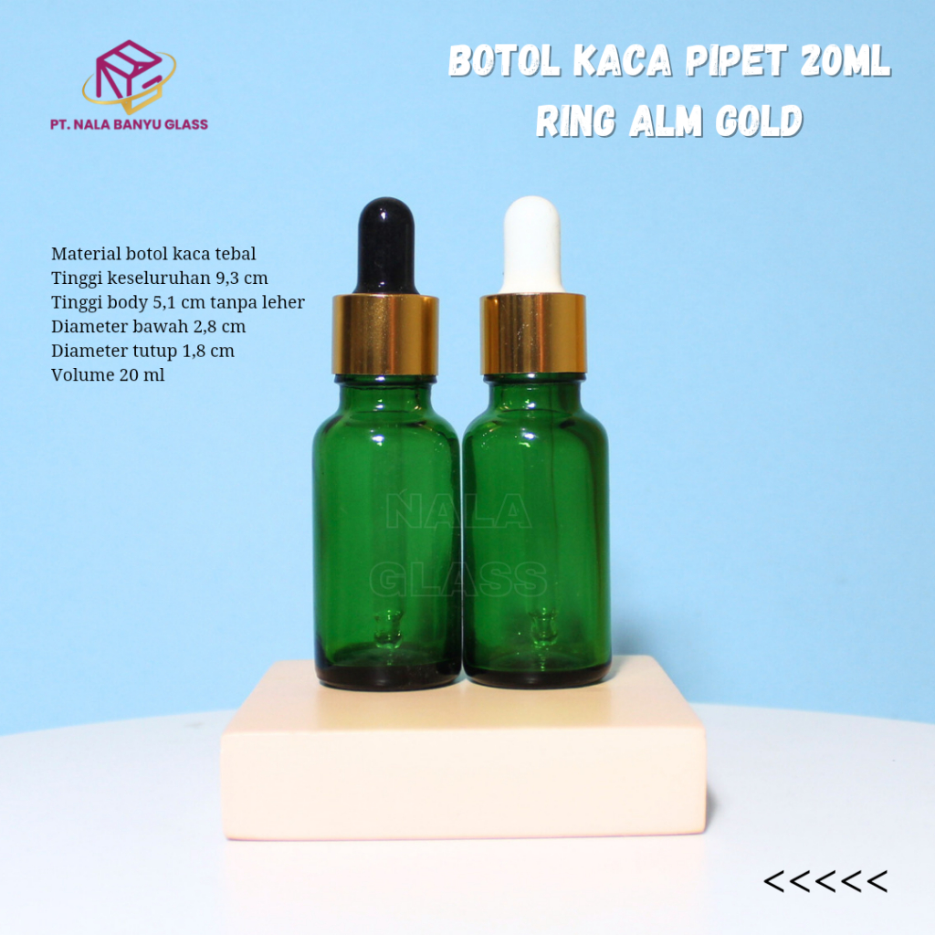 Jual Botol Kaca Pipet Ml Tebal Hijau Ring Almunium Gold Shopee