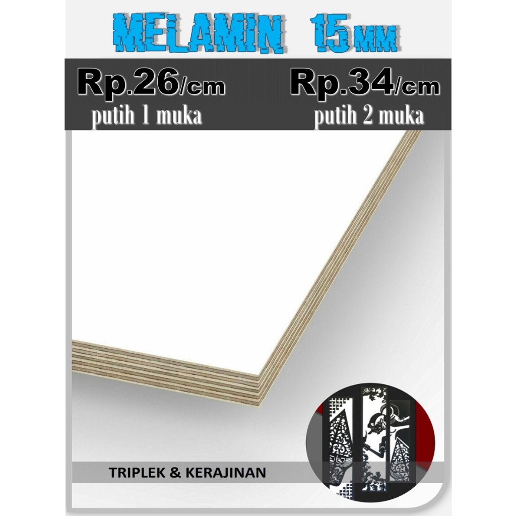 Jual Triplek Melamin Putih Doff 15mm Harga Rp26 Cm 1 Muka Rp34 Cm 2