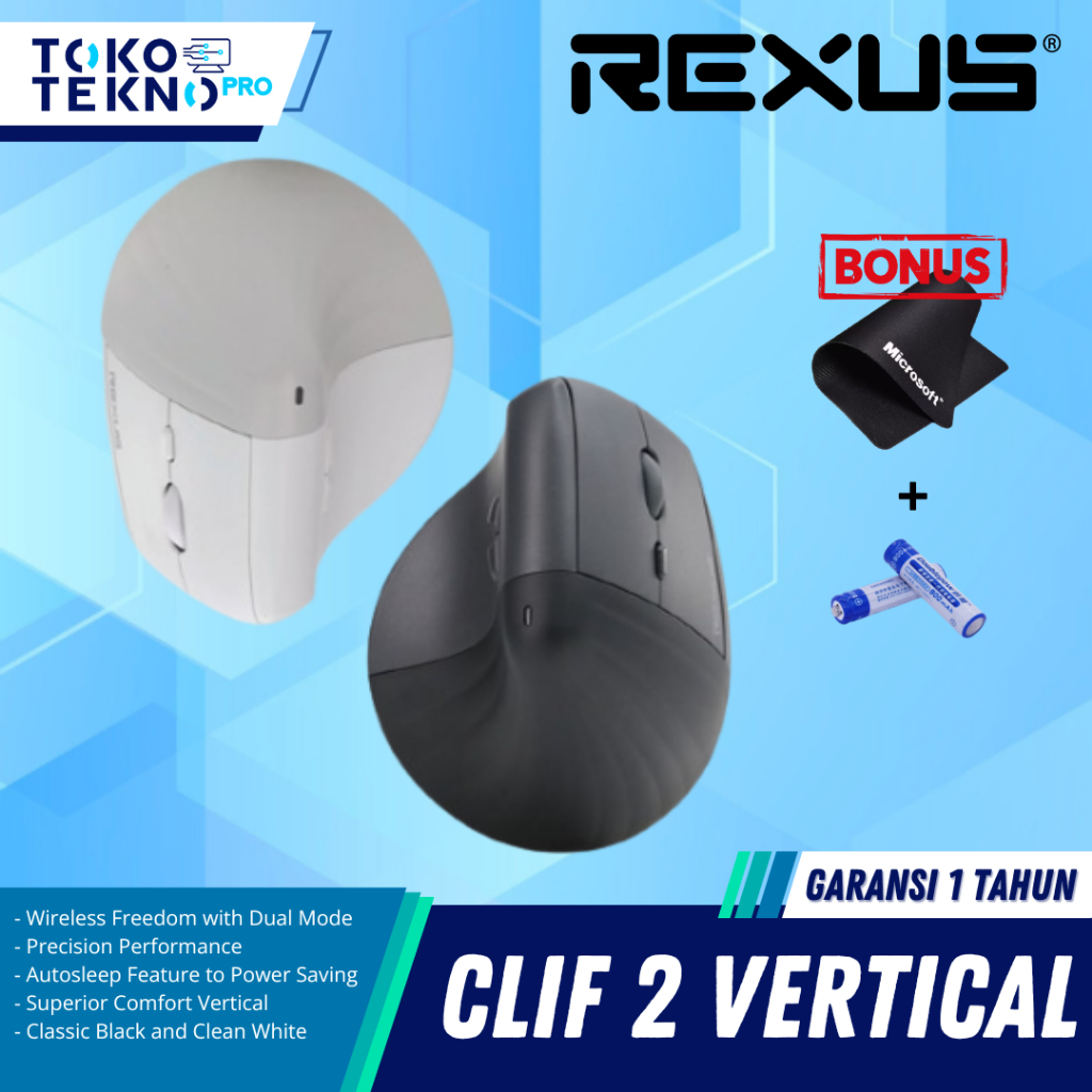 Jual Rexus Clif 2 II Wireless Bluetooth Office Mouse Vertical