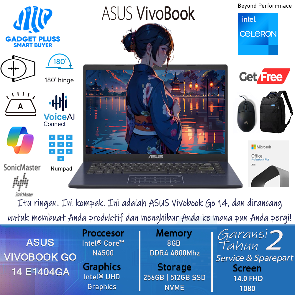 Jual Asus Vivobook Go E Ka Intel Core N Gb Gb Ssd Fhd