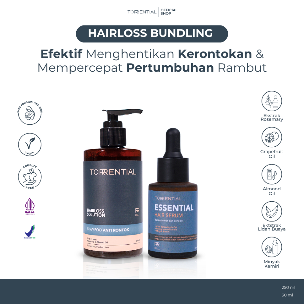 Jual BUNDLING TORRENTIAL Hairloss Solution Shampoo Essential Hair