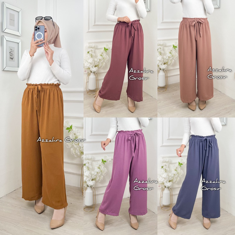 Jual AM Celana Kulot Wanita Highwaist Loose Pant Kulot Crinkle