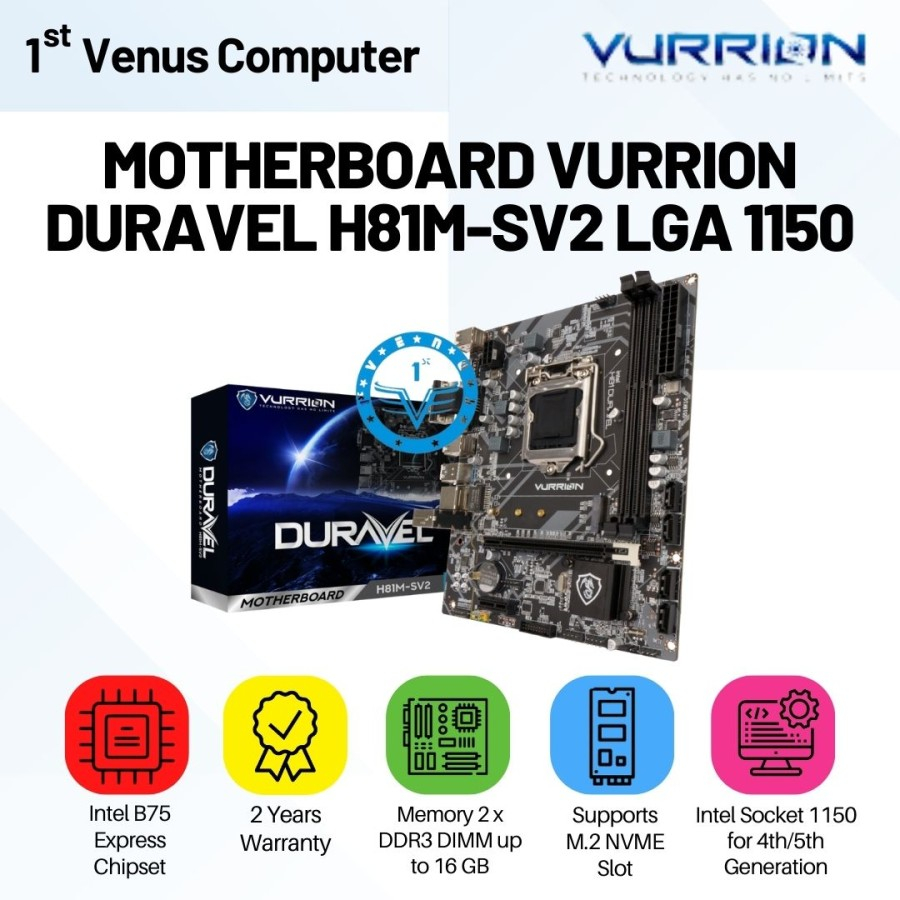 Jual MOTHERBOARD VURRION DURAVEL H81M SV2 LGA 1150 MAINBOARD MB MAIN