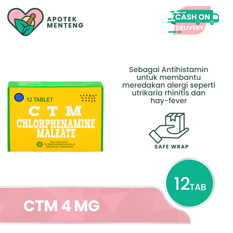 Jual Ctm Mg Tablet Obat Alergi Rhinitis Gatal Gatal Dan Biduran