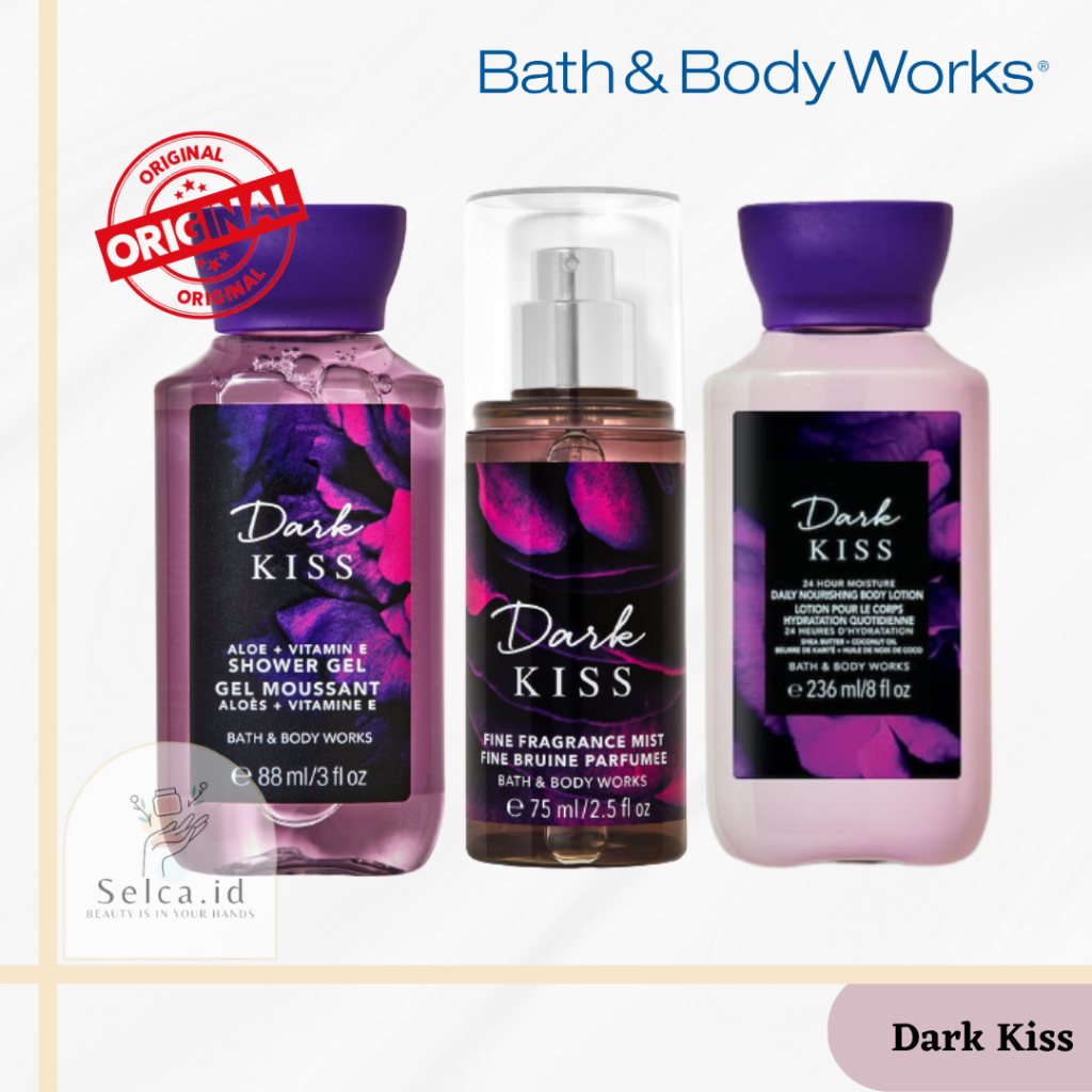 Jual BBW Dark Kiss Travel Size Body Mist Body Lotion Shower Gel