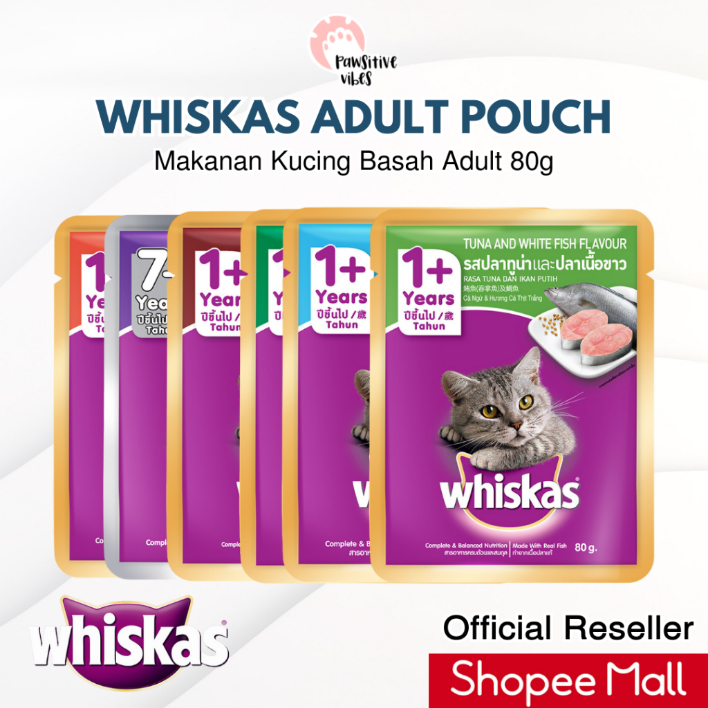 Jual WHISKAS Makanan Kucing Basah Dewasa Adult 80g Rasa Tuna Mackerel