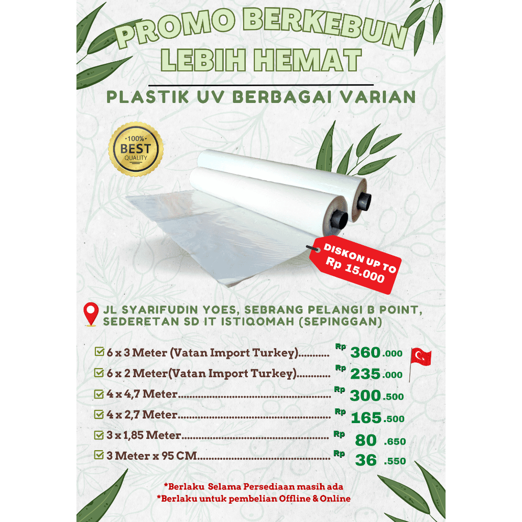 Jual Plastik Uv Diskon Lebar Meter Vatan Berkulaitas Banuata Shopee