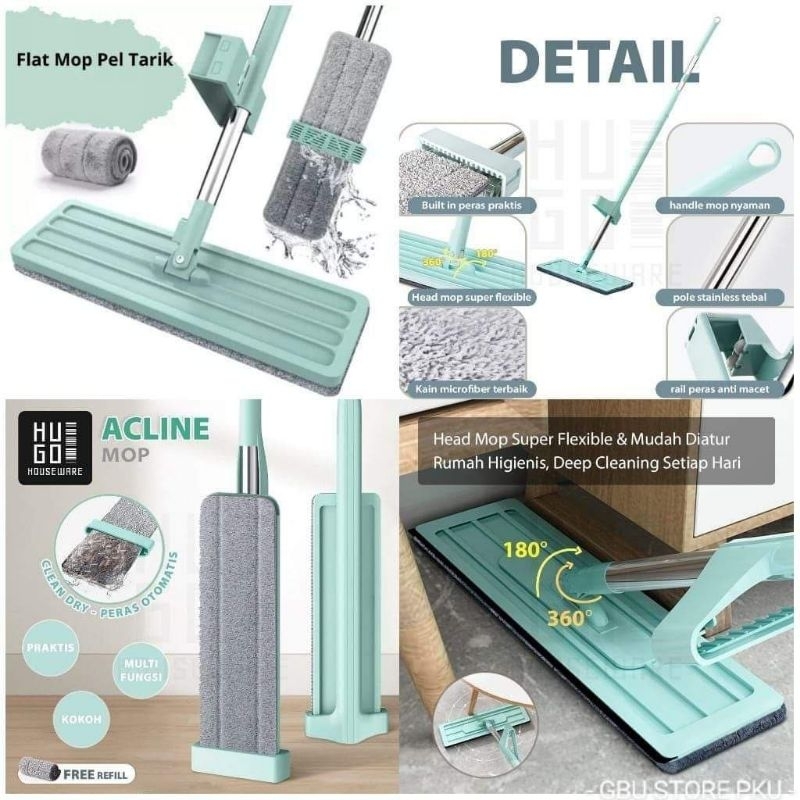 Jual Alat Pel Lantai Tarik Flat Mop Peras Tanpa Tangan Ultra Mop