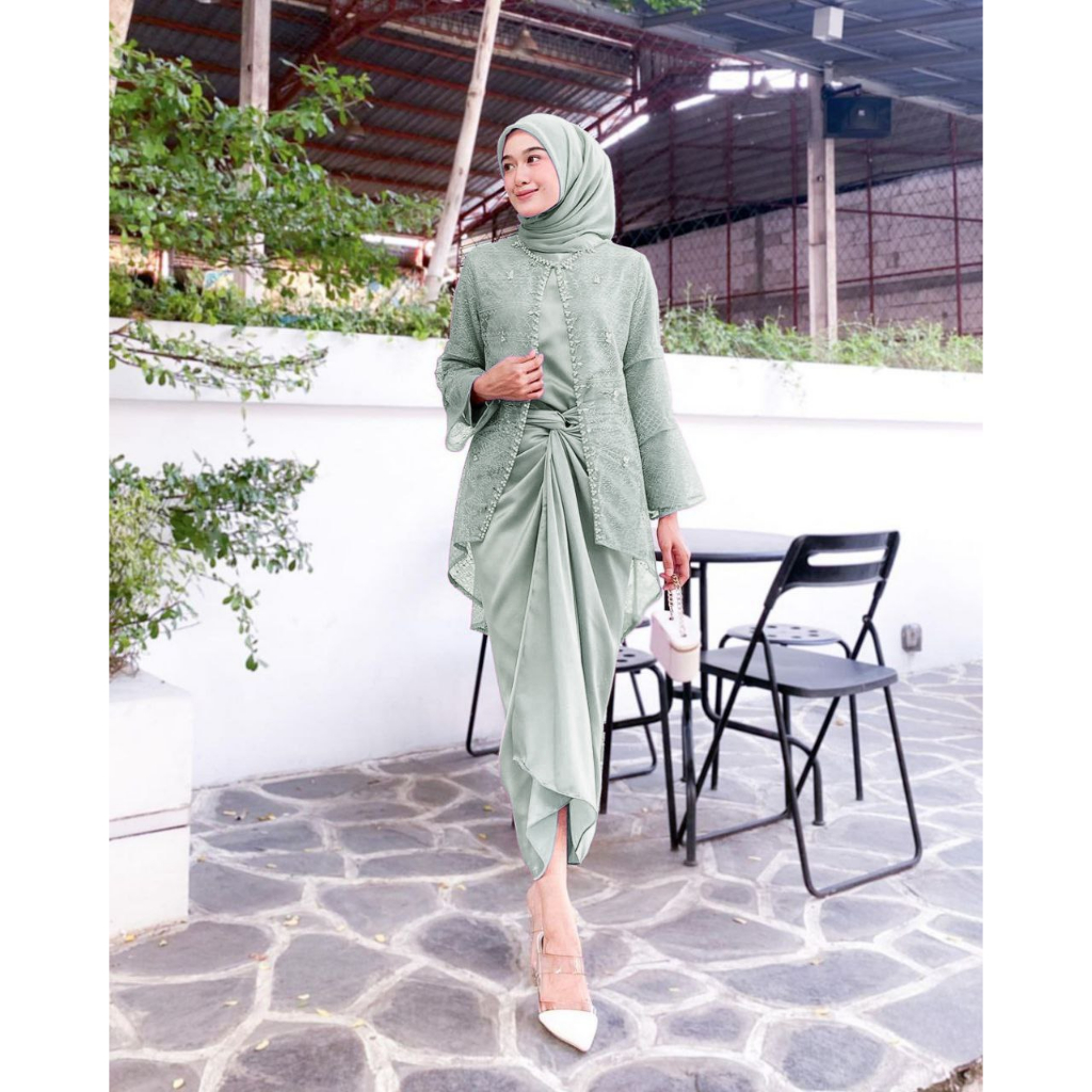 Jual One Set Clarisa Wanita Kekinian Outer Organza Premium Setelan OOTD