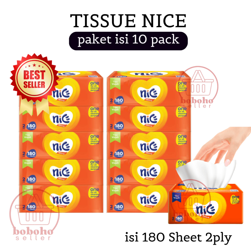 Jual BOBOHOSELLER Paket 10 Pack Tisu Nice Tissue Facial PEONY