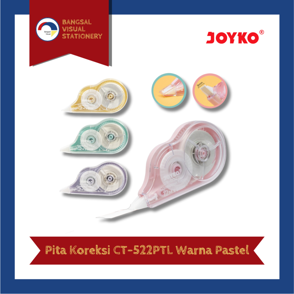 Jual Joyko Pita Koreksi Tipe X Kertas Correction Tape CT 522PTL Warna