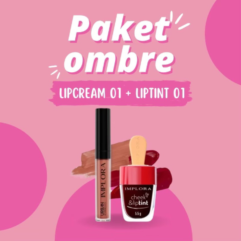 Jual 1 SET OMBRE IMPLORA URBAN LIP CREAM MATTE DUSKY NUDE LIPTINT 01