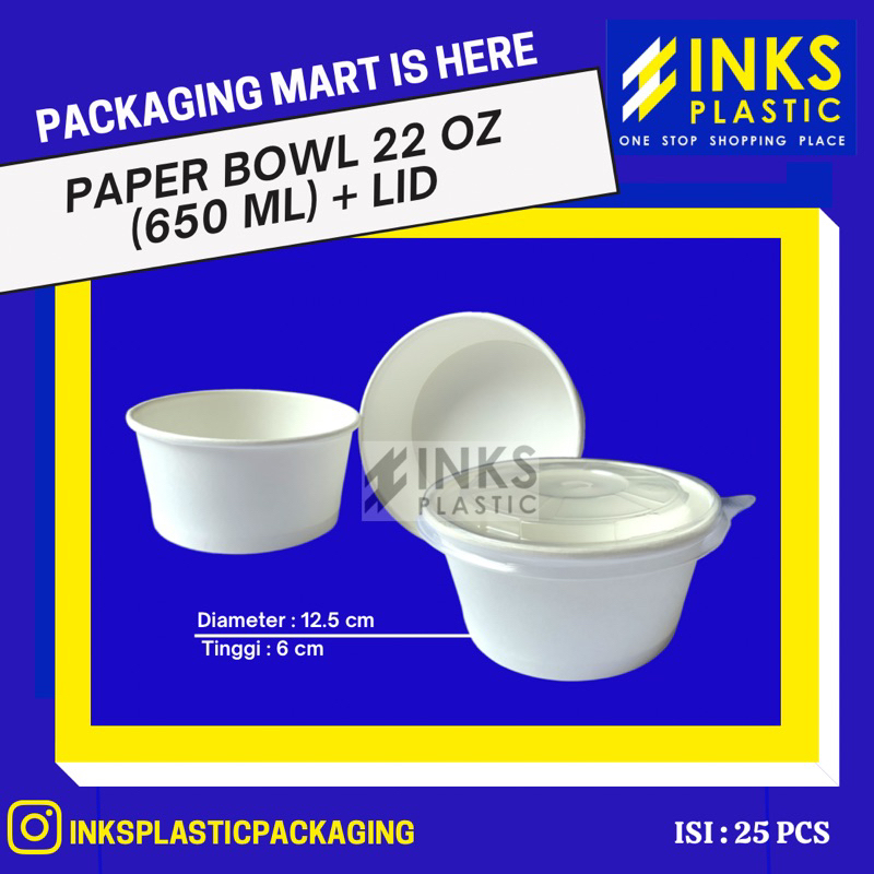 Jual Paper Bowl Mangkok Kertas Oz Ml Plus Tutup Lid Set