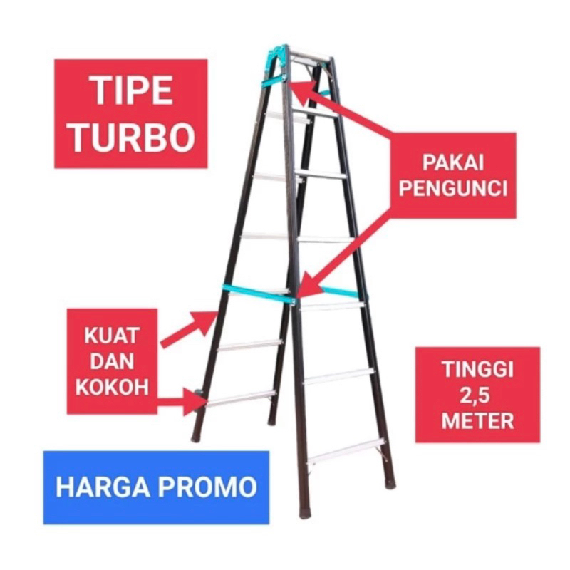 Jual TANGGA LIPAT 2 5 METER JUMBO ALUMINIUM Shopee Indonesia