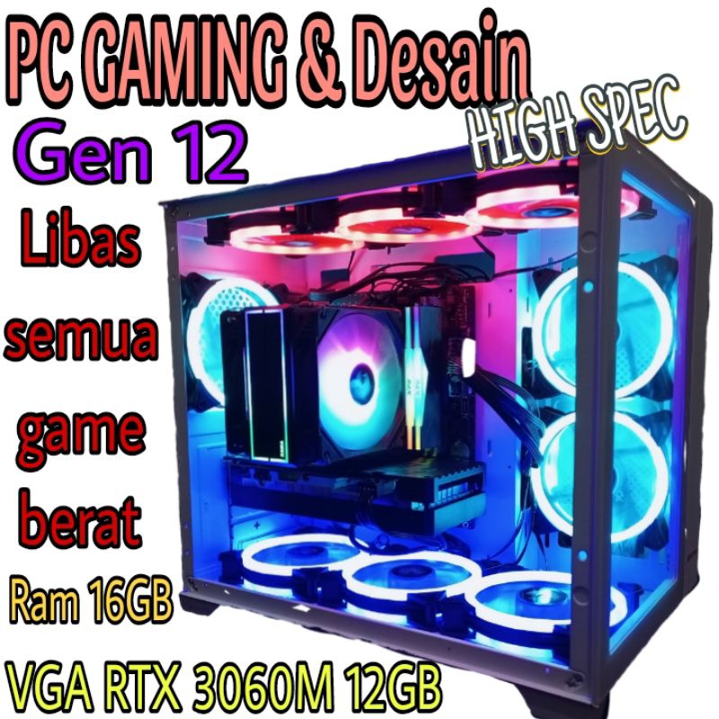 Jual PC Gaming Desain Fullset I5 12400F Gen12 RAM 16GB VGA RTX