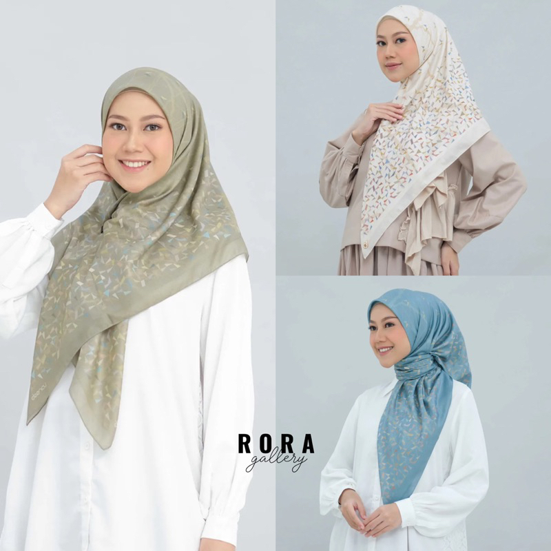 Jual Deenay Zelda Series Taupe Blue Ivory Hijab Voal Segi Empat