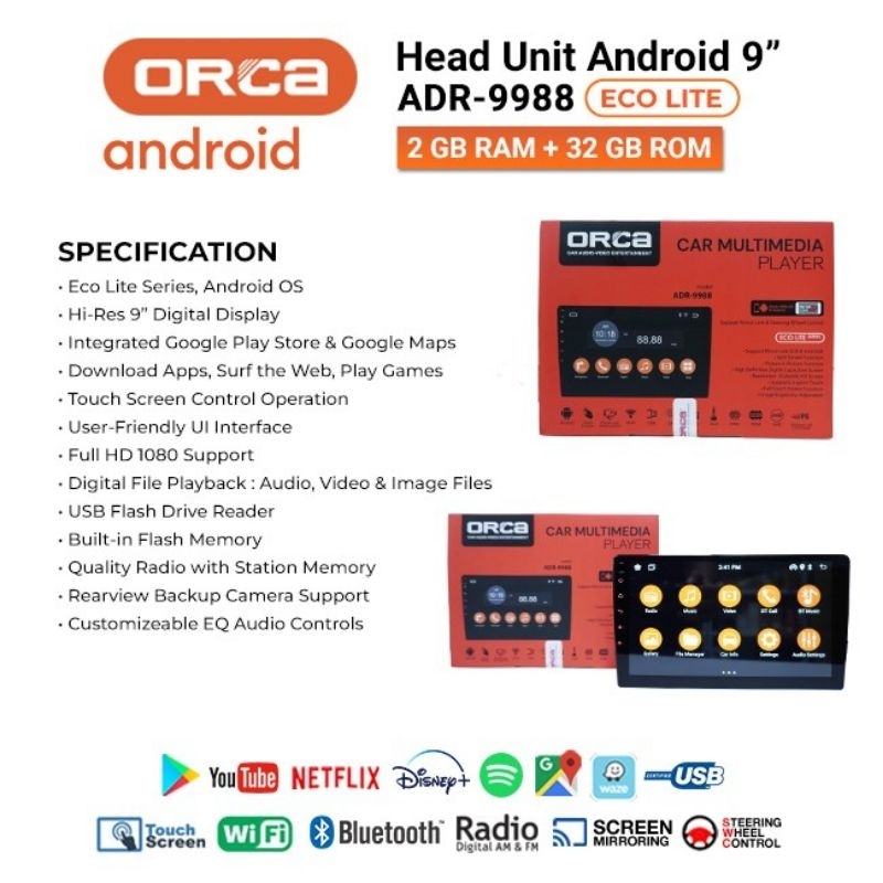 Jual Head Unit Android Orca Adr Eco Lite Inch Shopee Indonesia