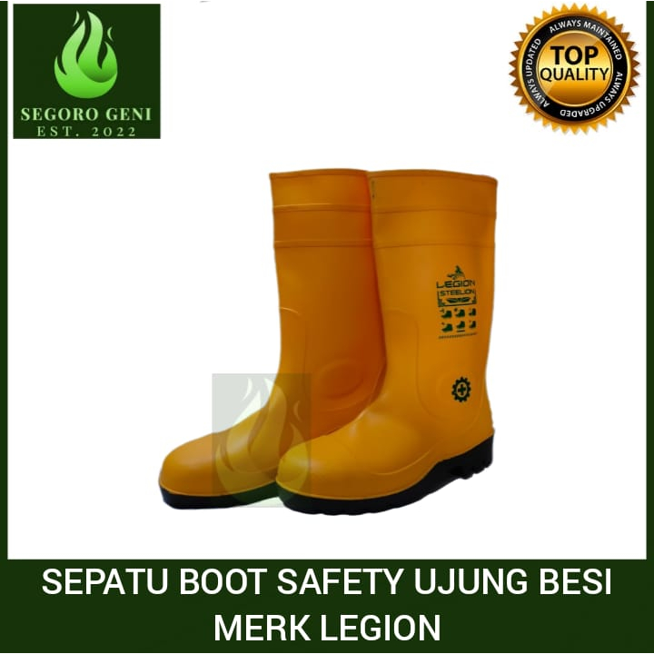 Jual Sepatu Boots Ujung Besi Size Safety Steel Toe Kuning Legion