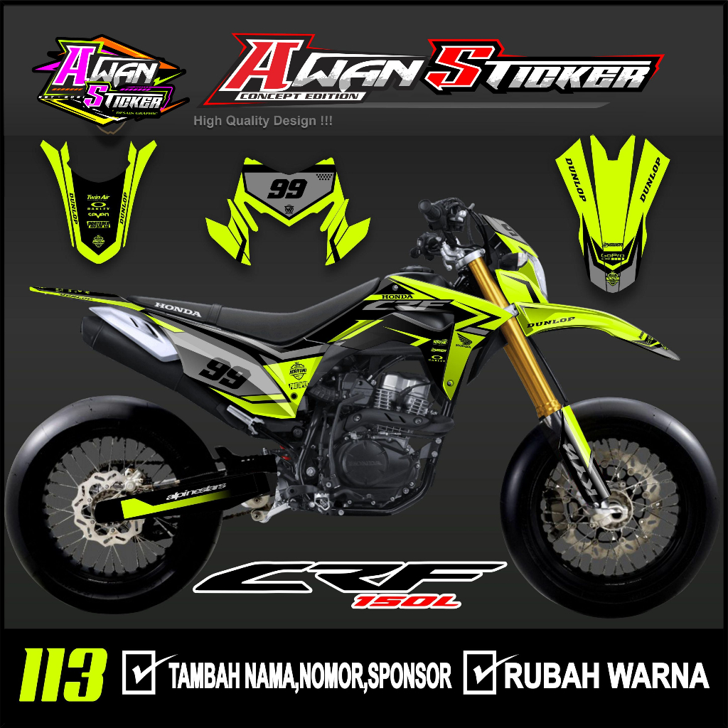 Jual Sticker Setiker Stiker Decal CRF 150 L Desain Minimalis Fullbody