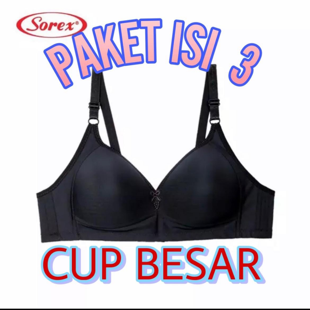 Jual PAKET ISI 3 PCS SOREX Bra Super Soft 17239 Busa Tanpa KAWAT CUP