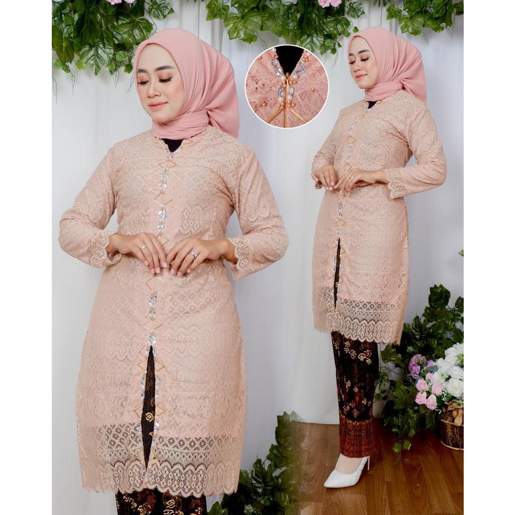 Jual New Setalan Kebaya Vitri Mix Payet Mutiara Set Rok Plisket Kebaya