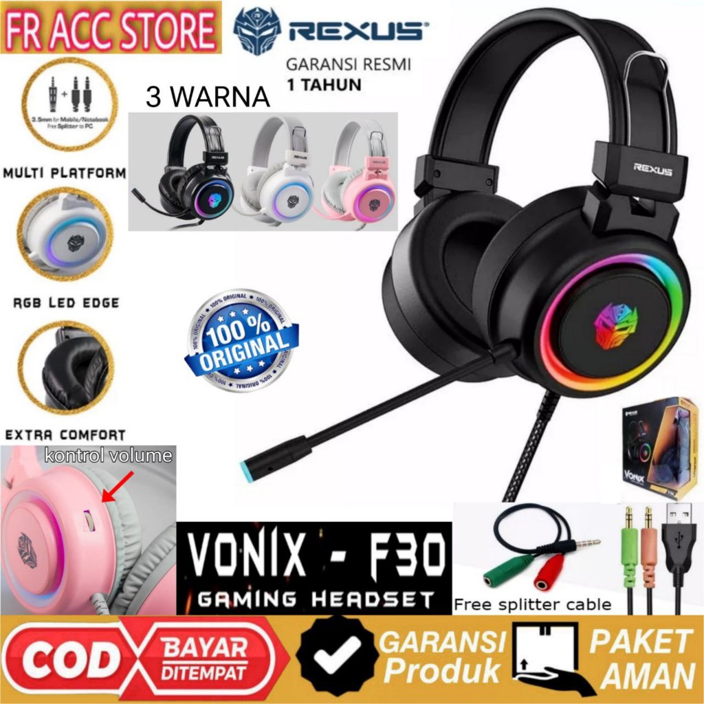 Jual Rexus Headset Gaming Vonix F Rgb Led With Mic Headphone Stereo