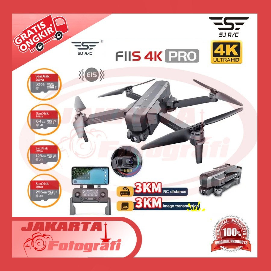 Jual DRONE SJRC F11 PRO S PTZ 4K Version EIS Dual AntiShake Self