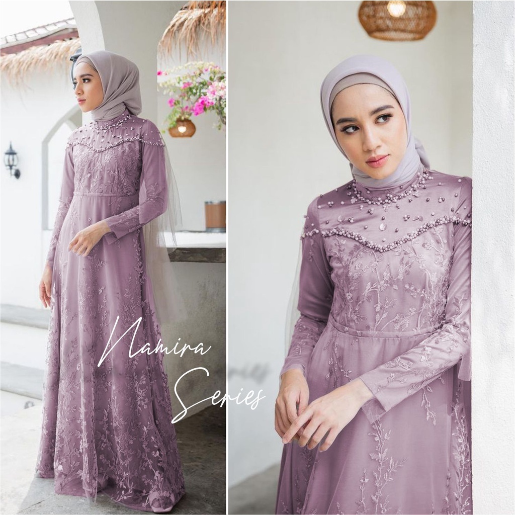 Jual LAKSITA BUSANA NAMIRA DRESS EXCLUSIVE TULLE MUTIARA GAMIS