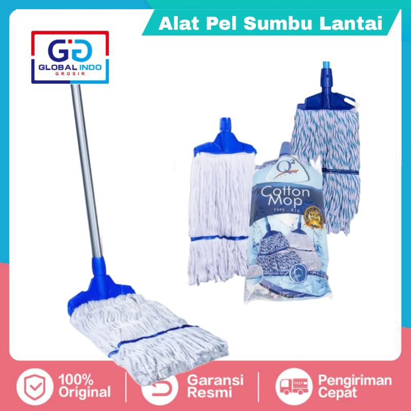 Jual Alat Pel Sumbu Q Pel Mop Pembersih Lantai Praktis Cotton Mop