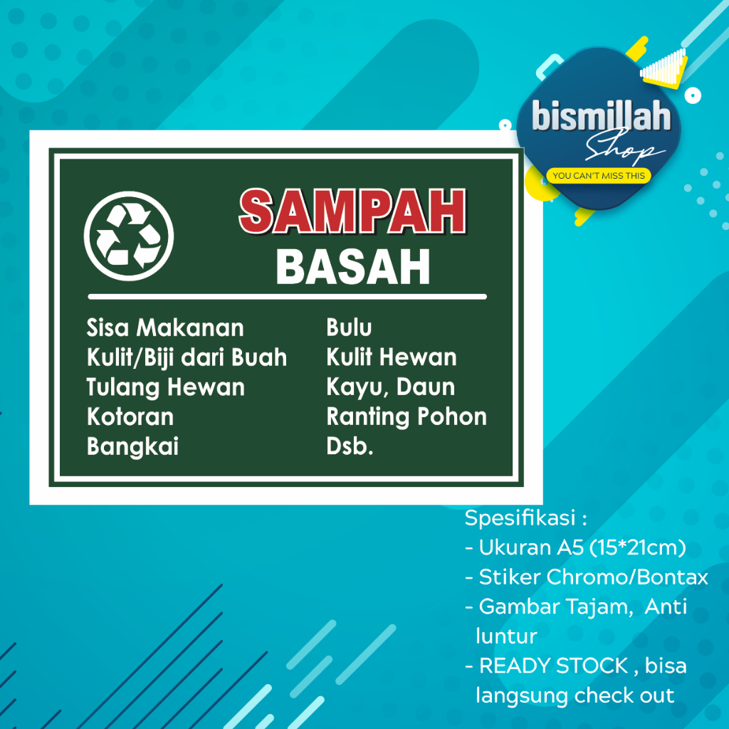 Jual Stiker Sampah Kering Dan Basah Shopee Indonesia