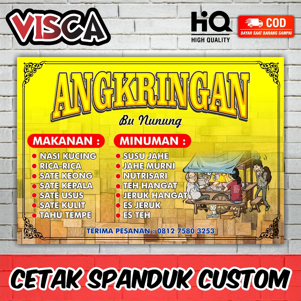 Jual Spanduk Banner Warung Angkringan Ukuran 100x70cm Bahan Flexi 280gr